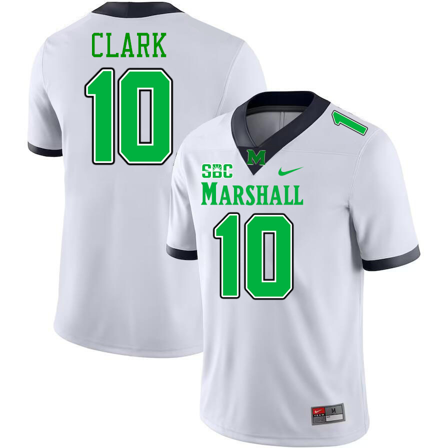 Marshall Thundering Herd #10 Chason Clark College Football Jerseys Stitched-White Marshall Thundering Herd #10 Chason Clark College Football Jerseys Stitched-White